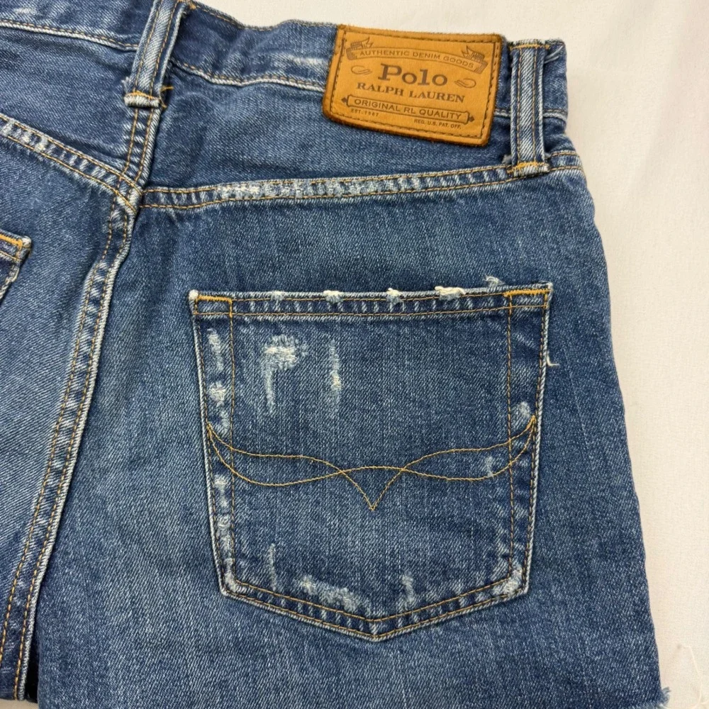Polo Ralph Lauren Crosby Relaxed Shorts Women 25 Blue Distressed Denim Cutoff